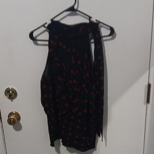 White House Black Market Black Top with Red Dots